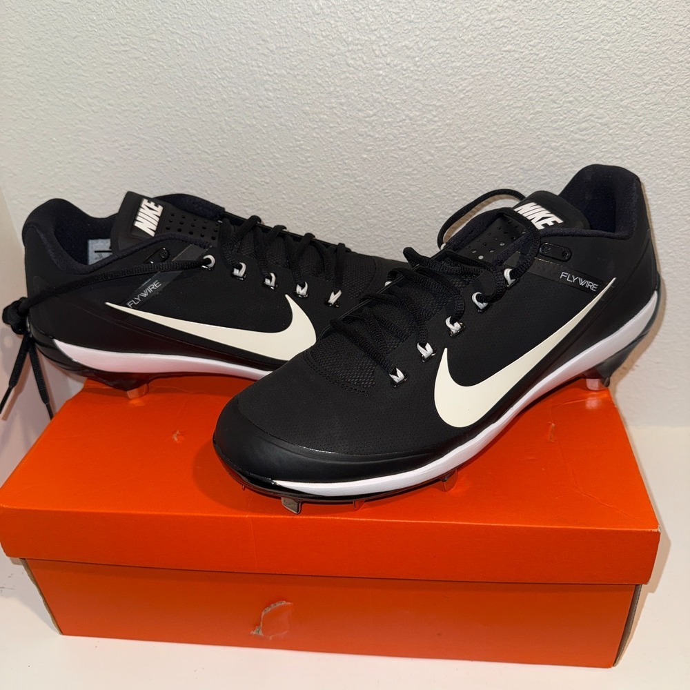 Nike Air Max MVP Elite Baseball Cleats Black White Flywire Size 13